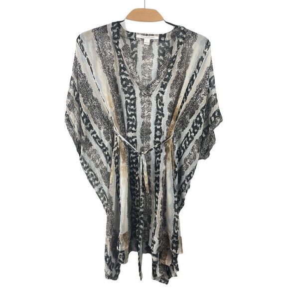 * Diane Von Furstenberg 100% Silk Lima Snake Kaftan Tunic Size P (Small) - Picture 2 of 6